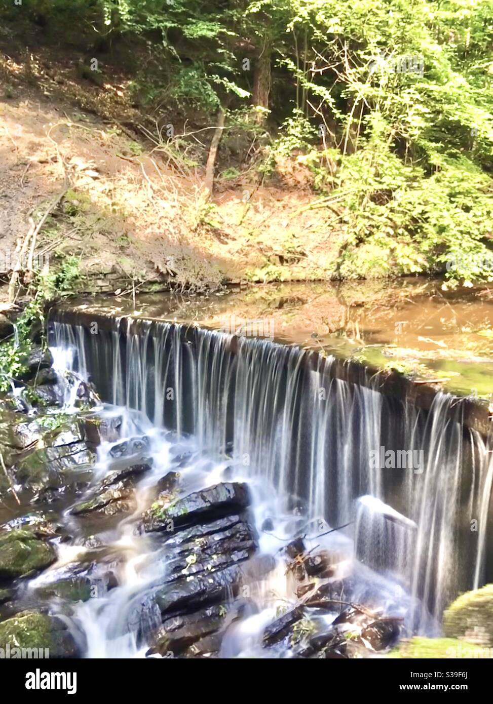 Skipton castle walk - waterfall Stock Photo