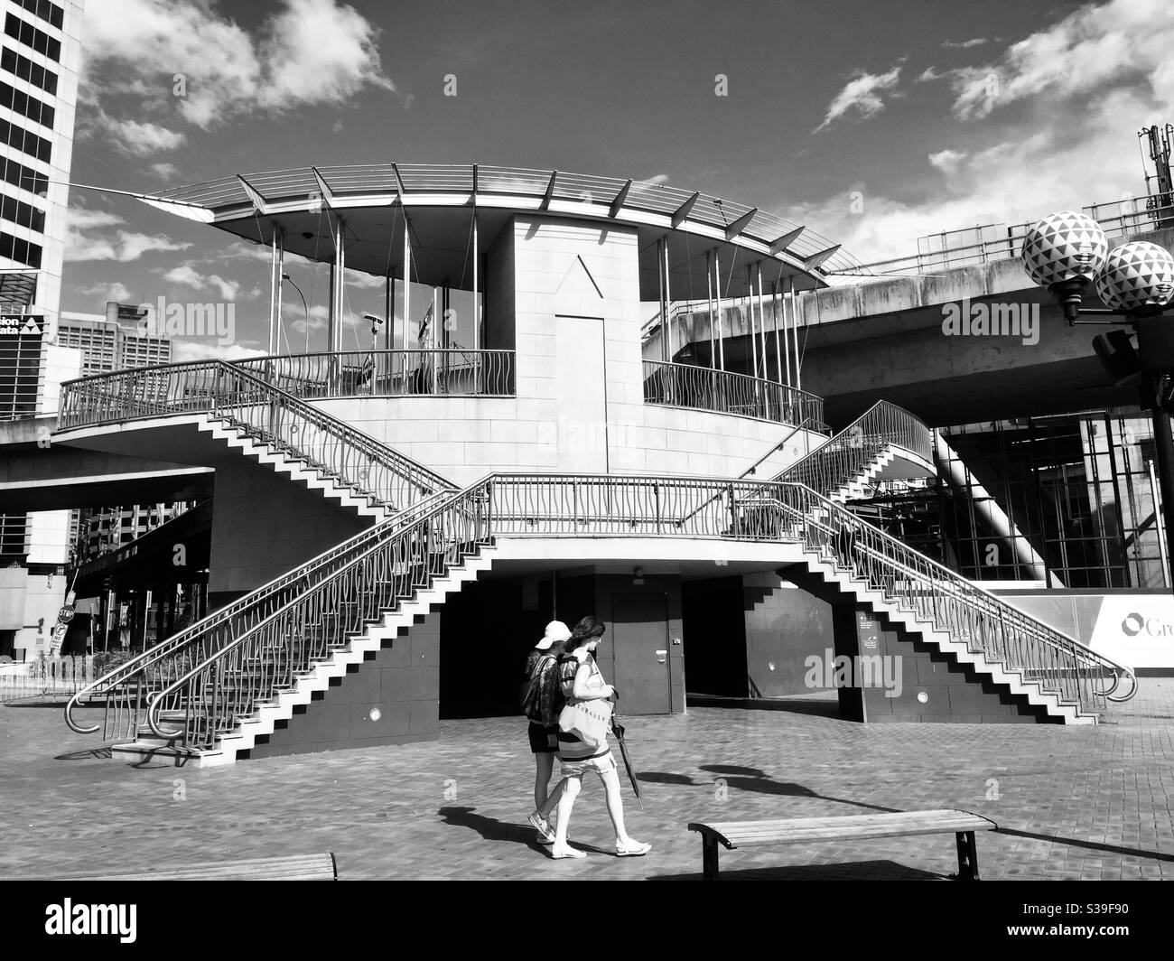 Exit Stairs of a Footbridge, Darling Harbour, Sydney, Australia Stock Photo