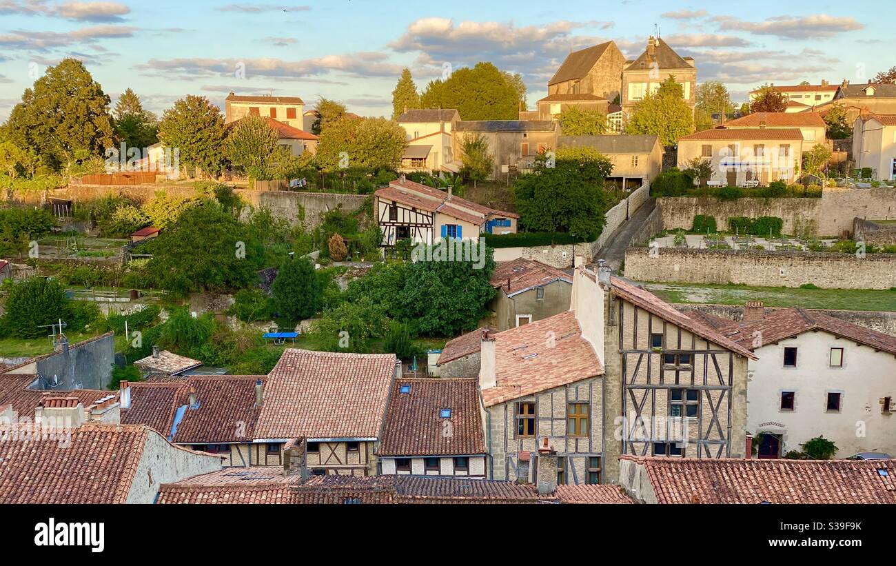 Early evening view over Parthenay Deux-Sèvres France Stock Photo