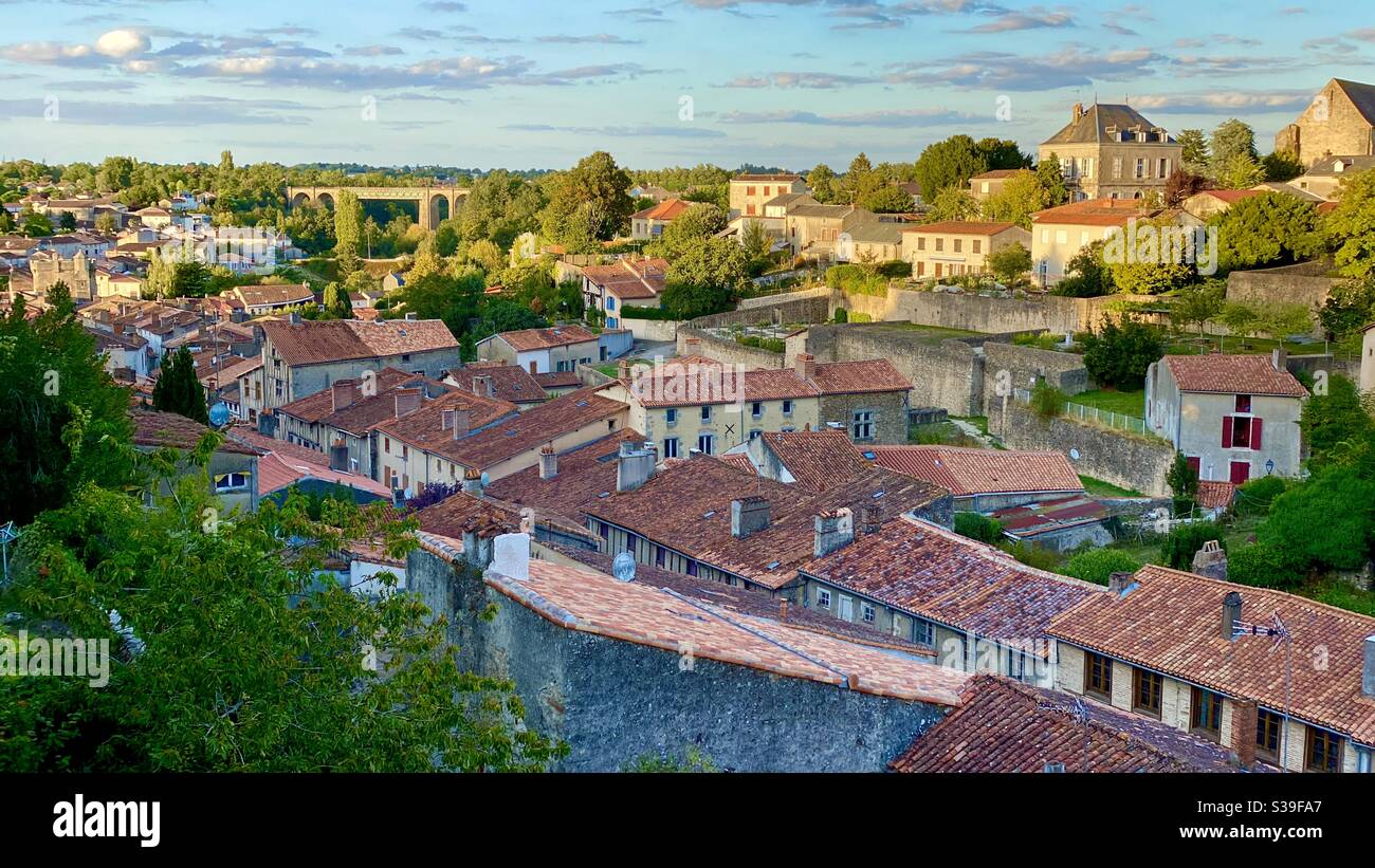 Early evening view over Parthenay Deux-sevrés France Stock Photo