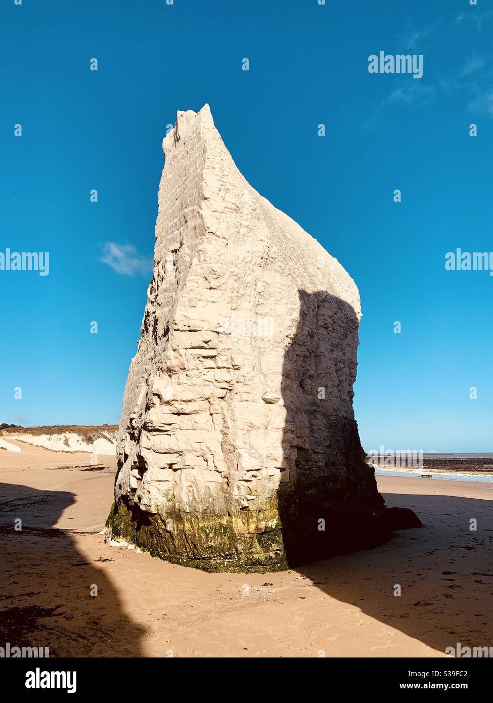 Chalk cliff tower, Botany Bay, Kent, UK Stock Photo