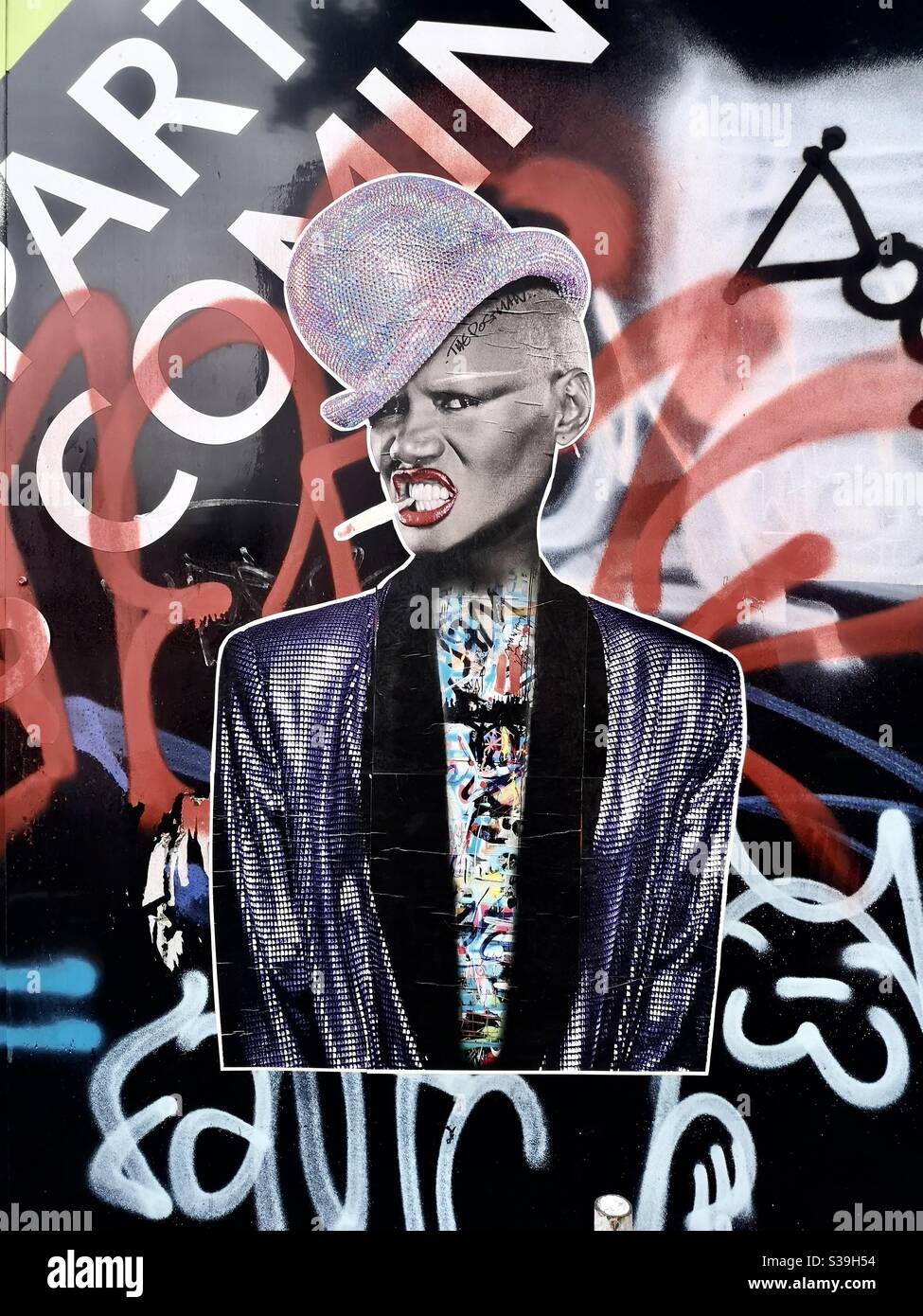 Grace Jones street art London Stock Photo