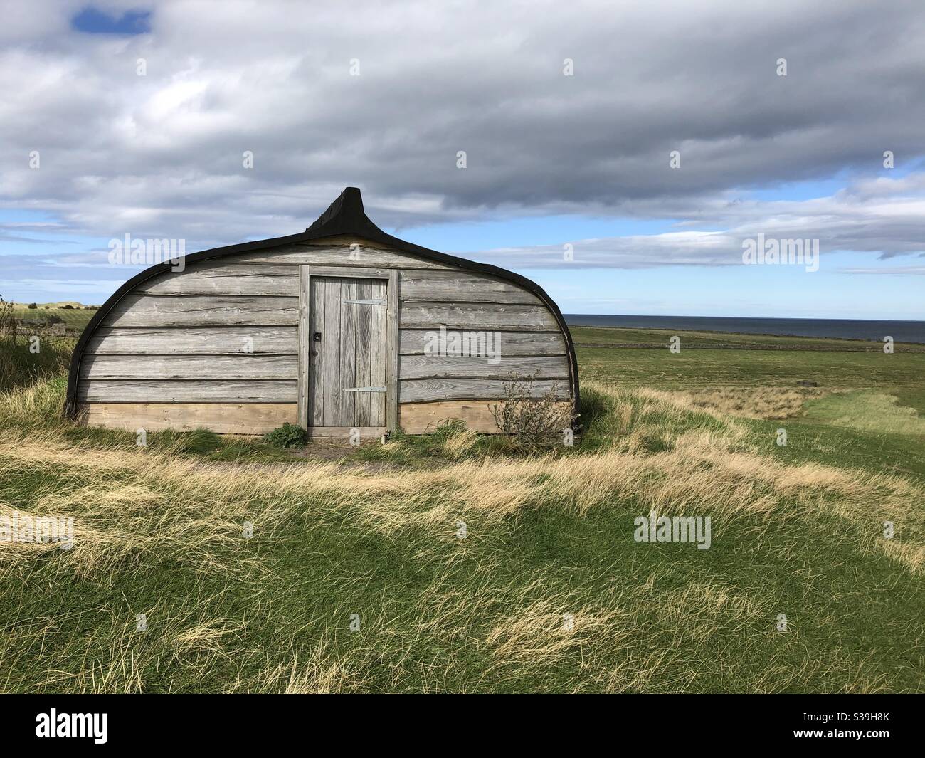 Boat house holy island Stock Photo Alamy