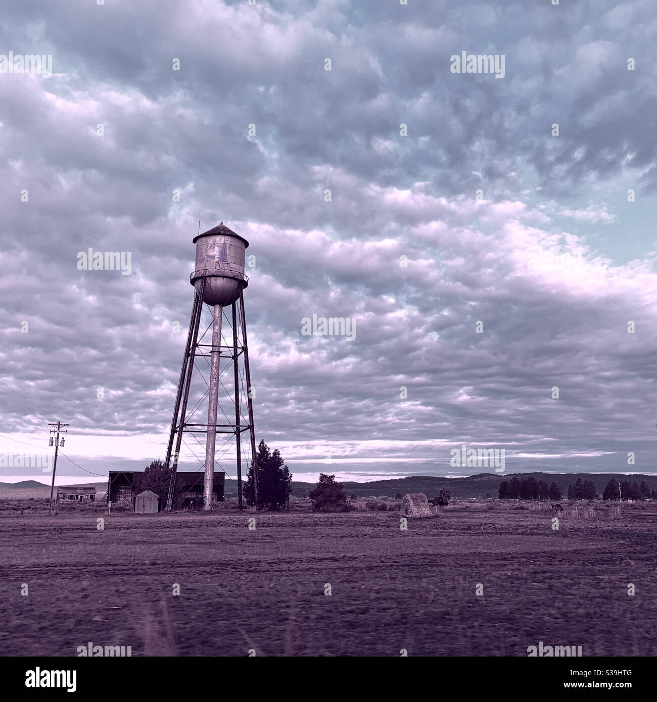 Water tower in rural California. Stock Photo