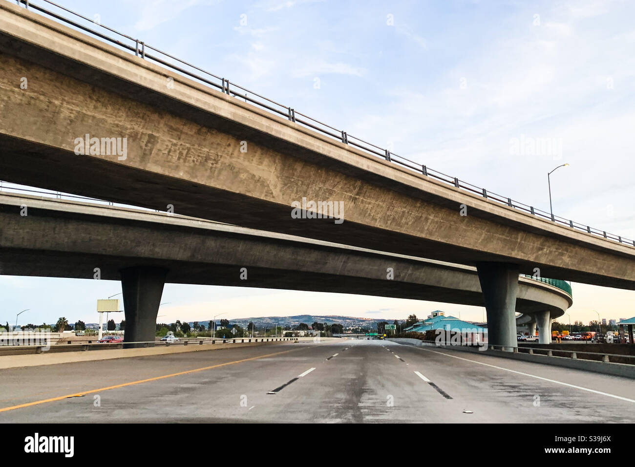 Empty freeway in Southern California on March 21, 2020. - Smartphone Captured Stock Image