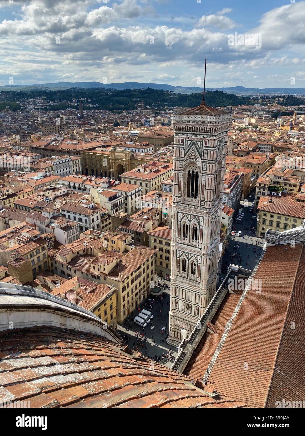 Giotto’s Campanile from the Duomo in Florence, Italy Stock Photo