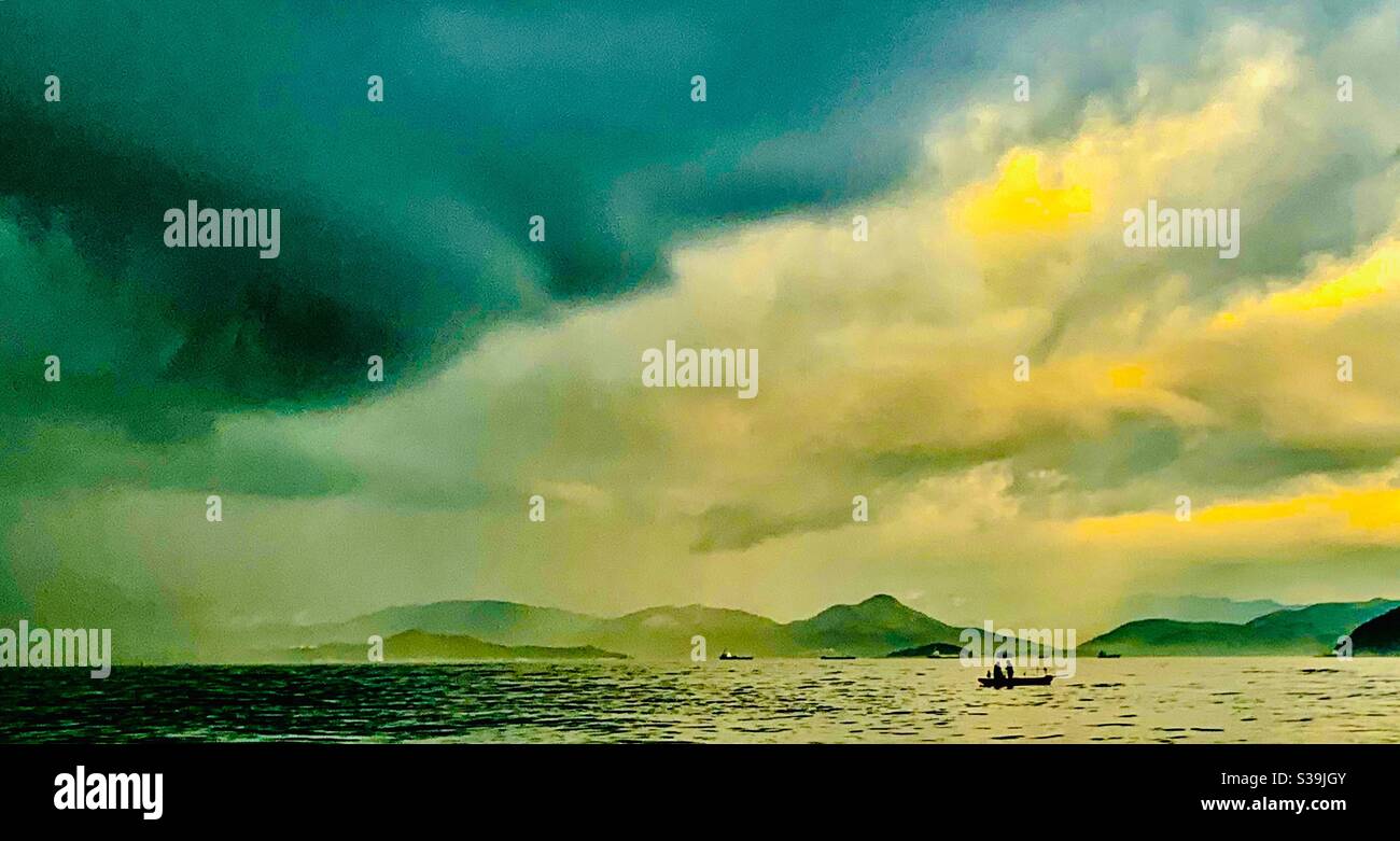 Stormy weather near Lamma island in Hong Kong. - Smartphone Captured Stock Image