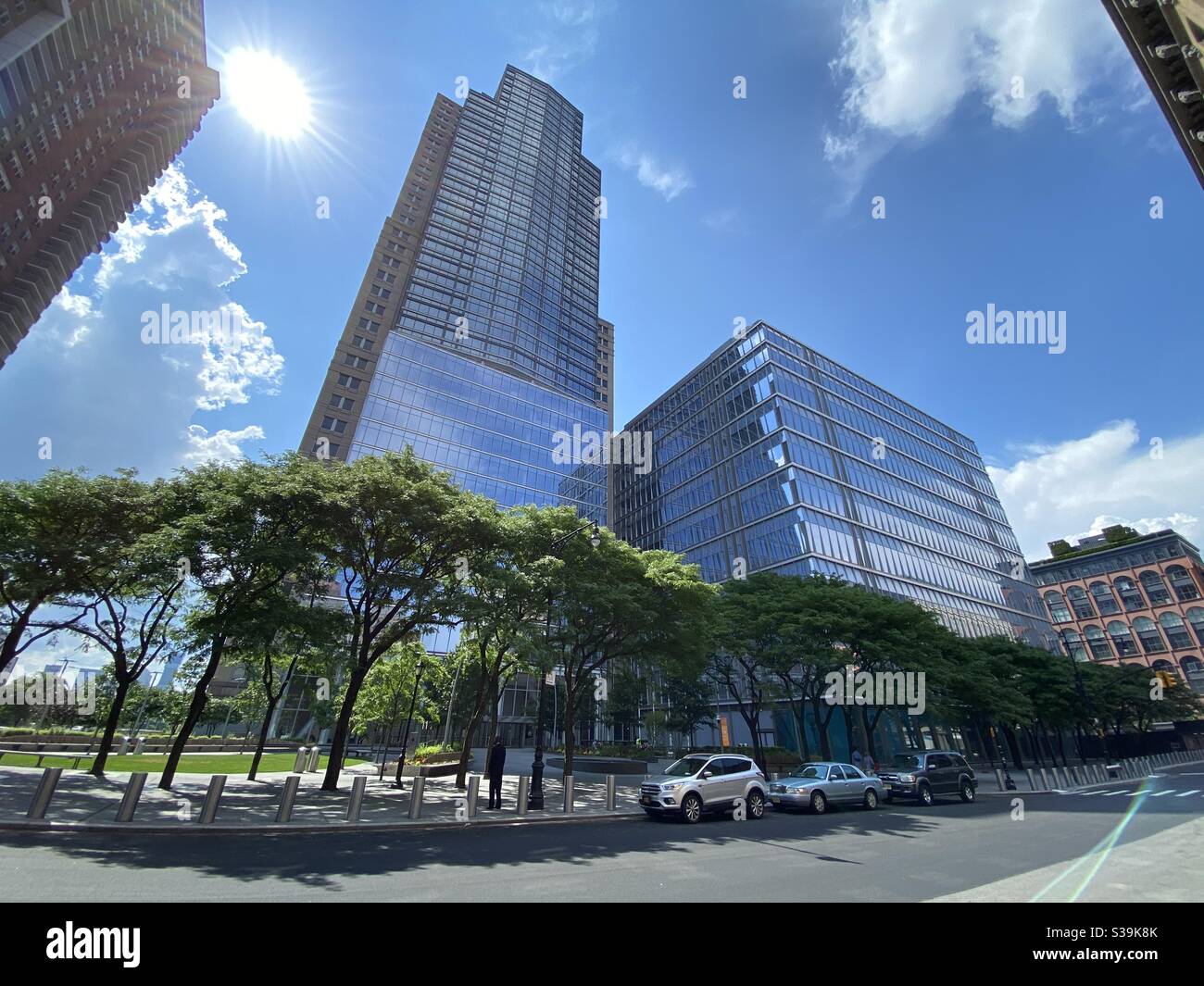 Downtown Office Buildings and Street Scene in New York City - Smartphone Captured Stock Image