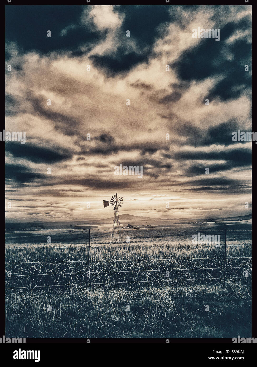 Windmill in the Boland, Western Cape Province, South Africa. - Smartphone Captured Stock Image
