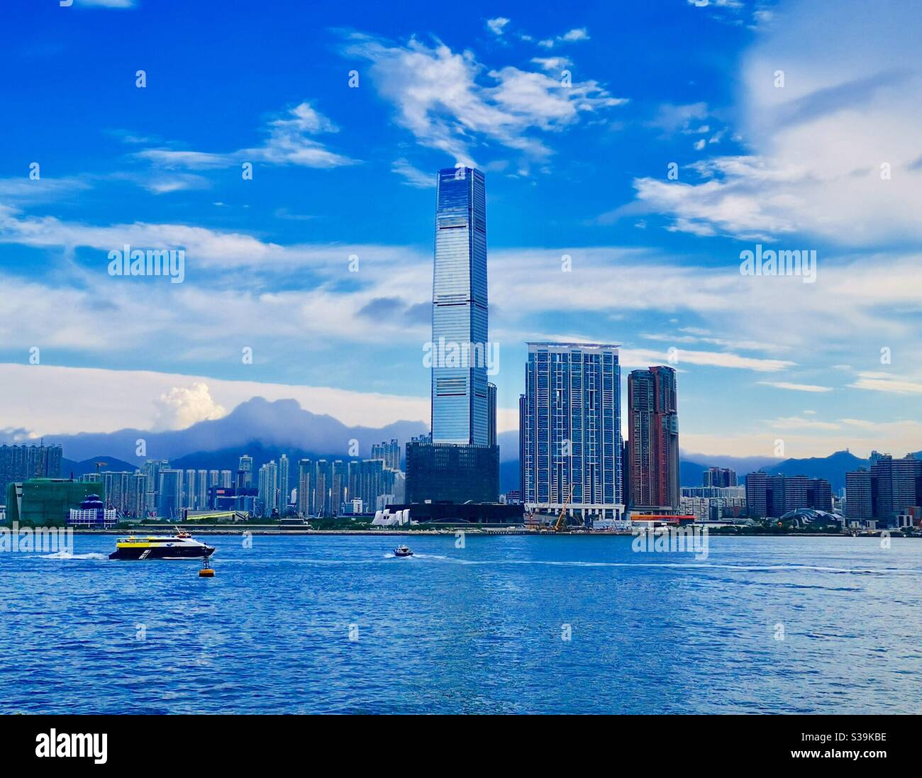 ICC tower in west Kowloon district. - Smartphone Captured Stock Image