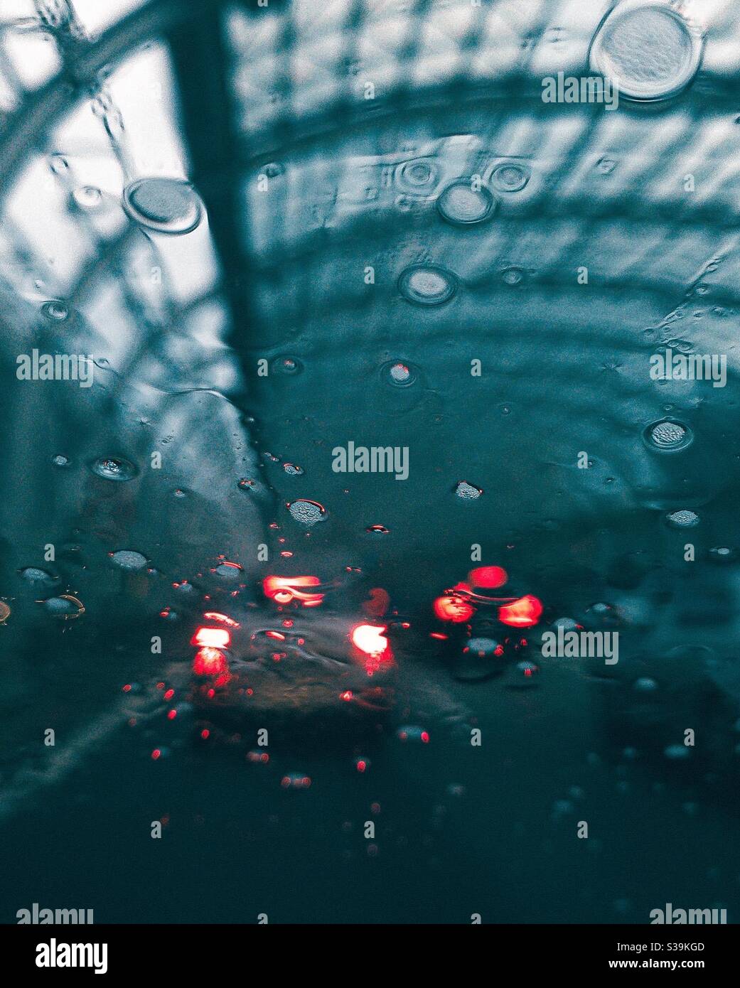 Car window with rain drops Stock Photo