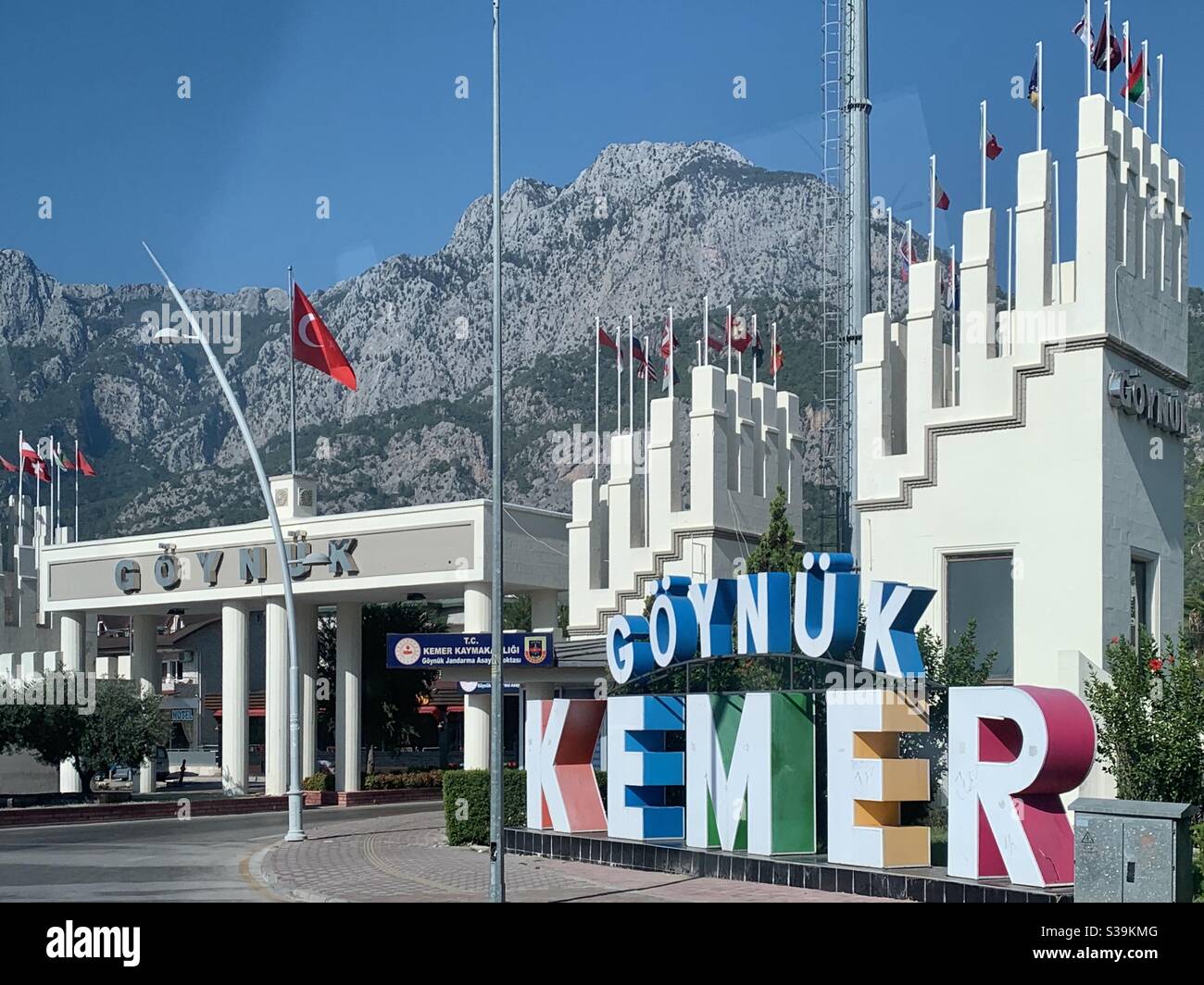 Large colourful Kemer sign in turkey - Smartphone Captured Stock Image