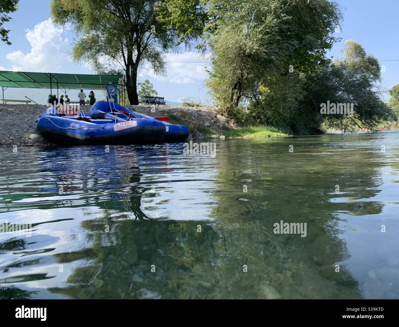 Rafts on the bank of the river - Smartphone Captured Stock Image