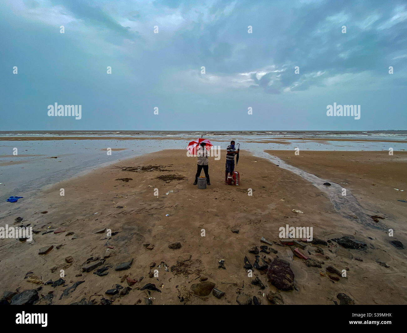 Calm beach due to COVID and lockdown - Smartphone Captured Stock Image