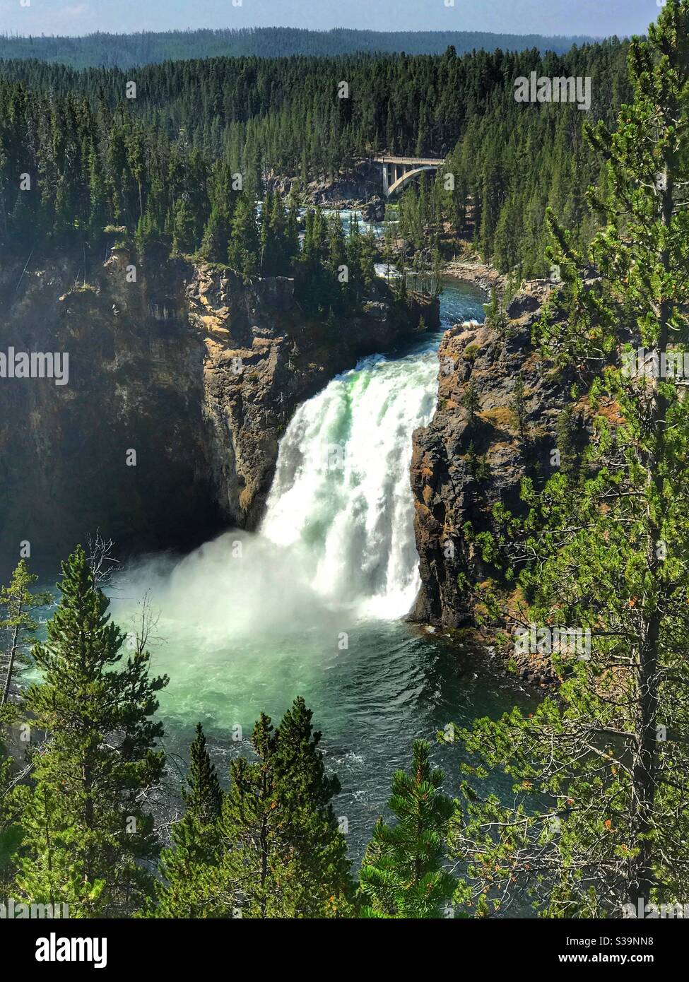 Upper falls in the Grand Canyon of Yellowstone National Park - Smartphone Captured Stock Image