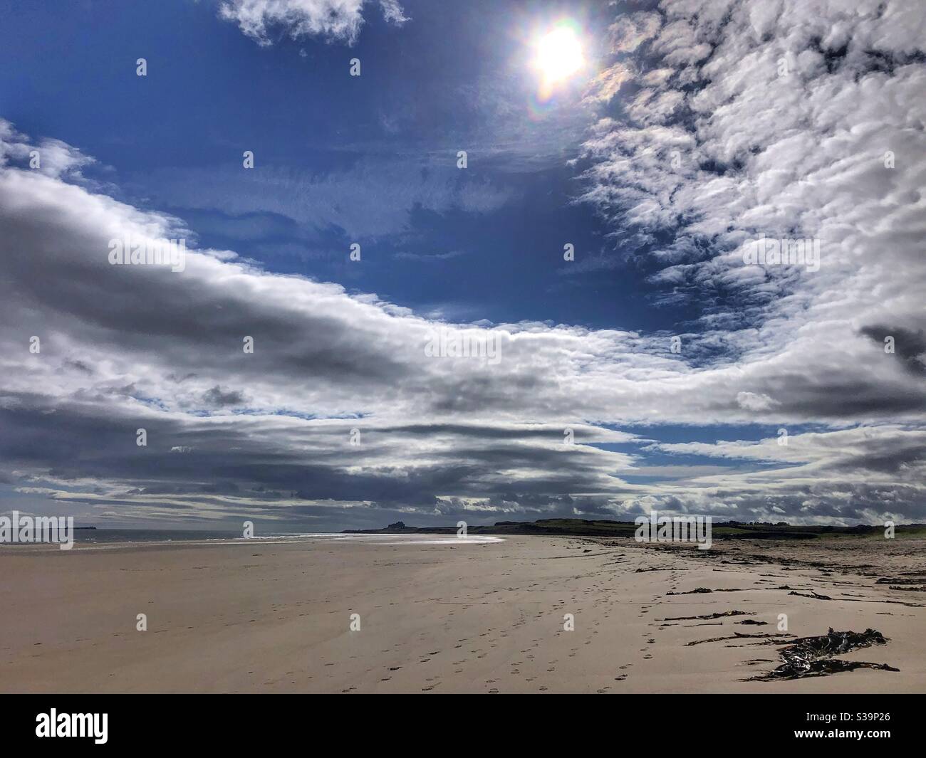 Bamburgh Castle from Rock Back Sands Northumberland - Smartphone Captured Stock Image