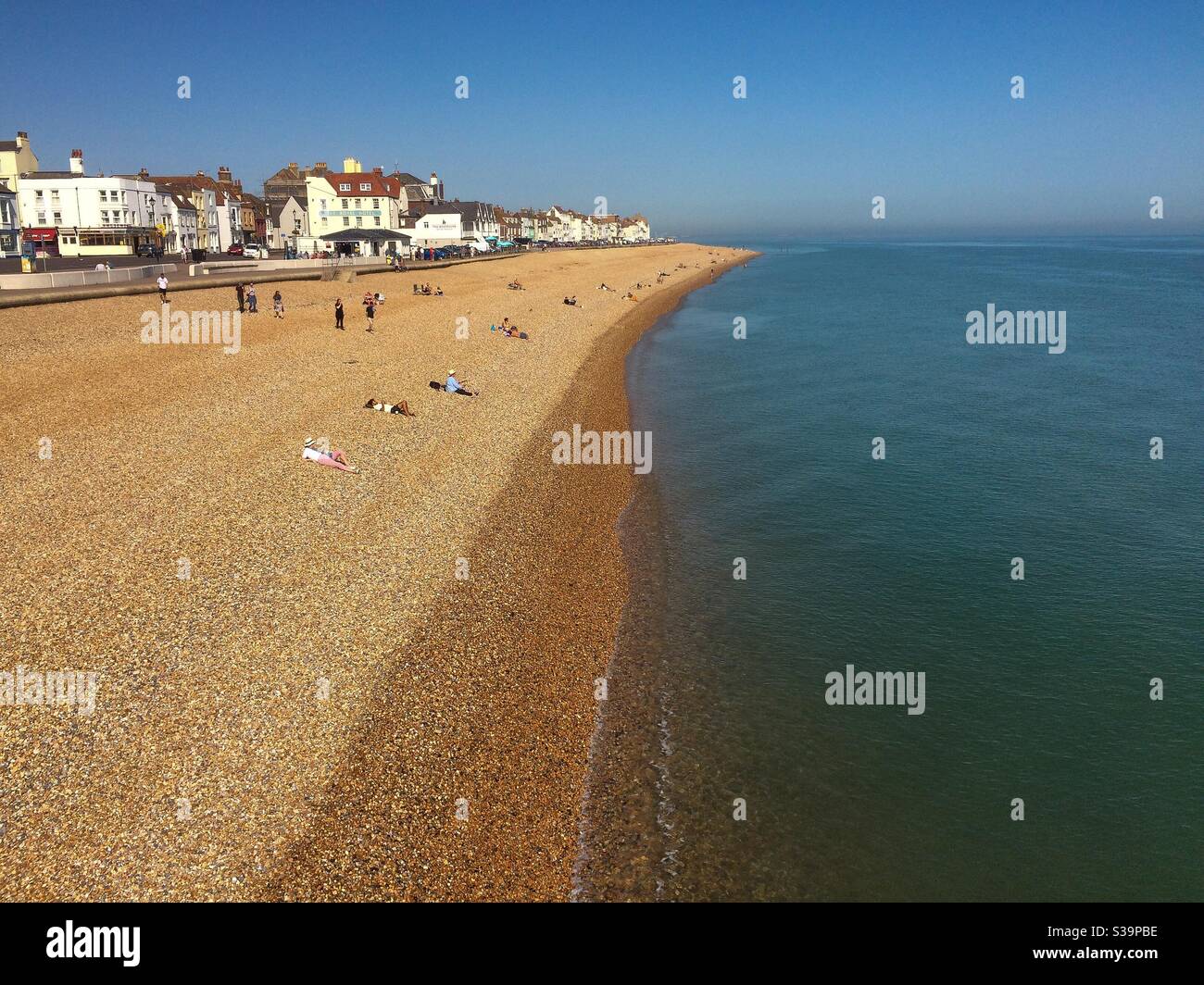 Deal Beach from the Pier during the Covid 19 Pandemic - Smartphone Captured Stock Image