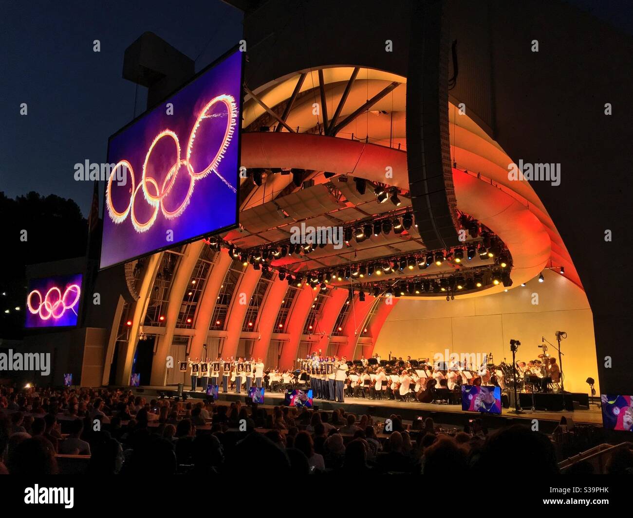 Olympic Rings and Trumpeters at the Hollywood Bowl with Maestro John