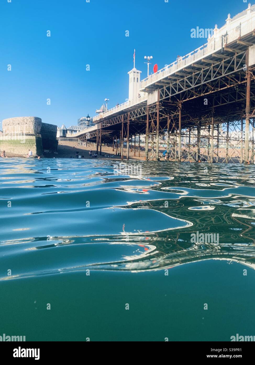 View from the water towards Brighton beach - Smartphone Captured Stock Image View from the water towards Brighton beach - Smartphone Captured Stock Image