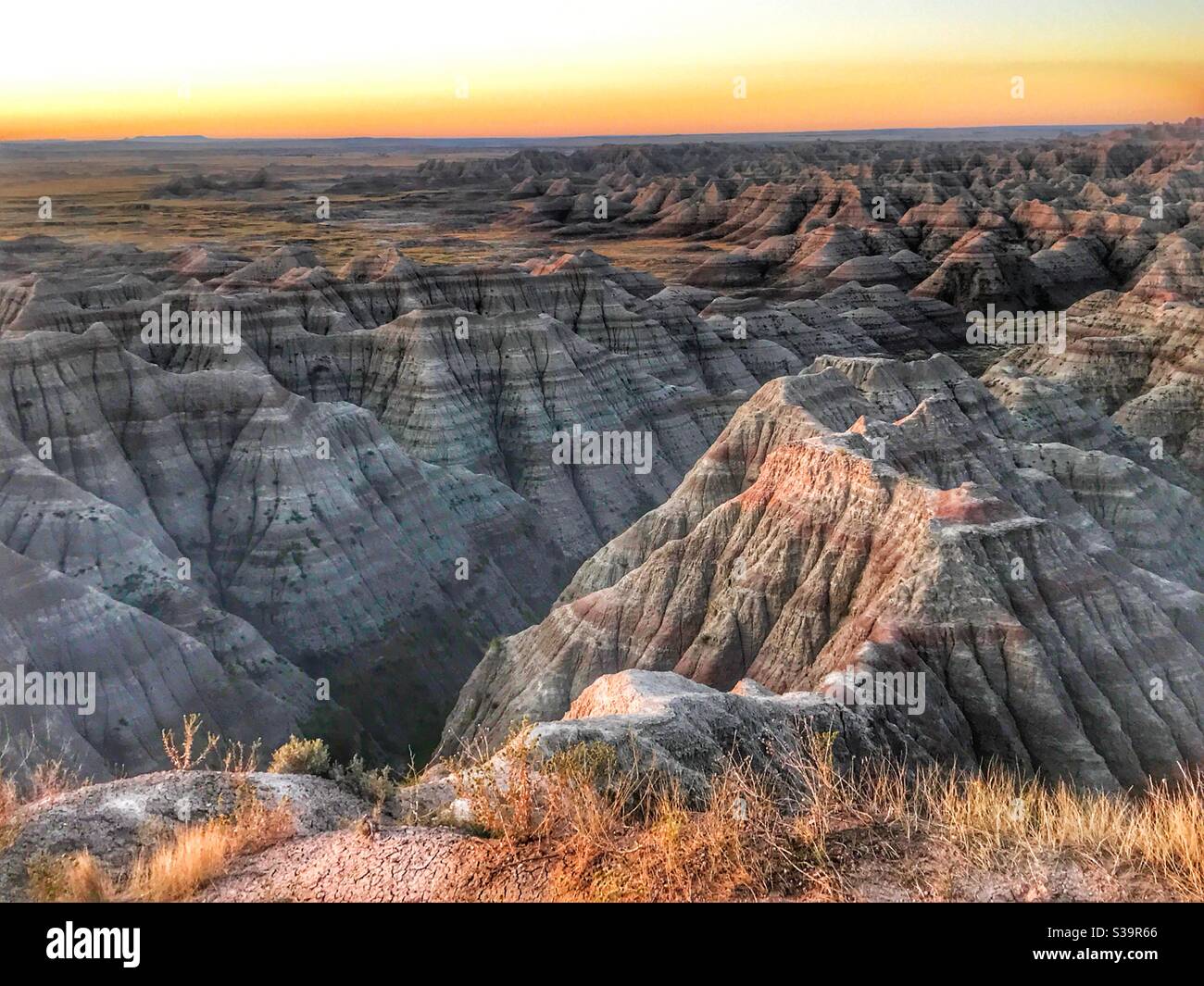Sunrise over The Badlands National Park in South Dakota - Smartphone Captured Stock Image