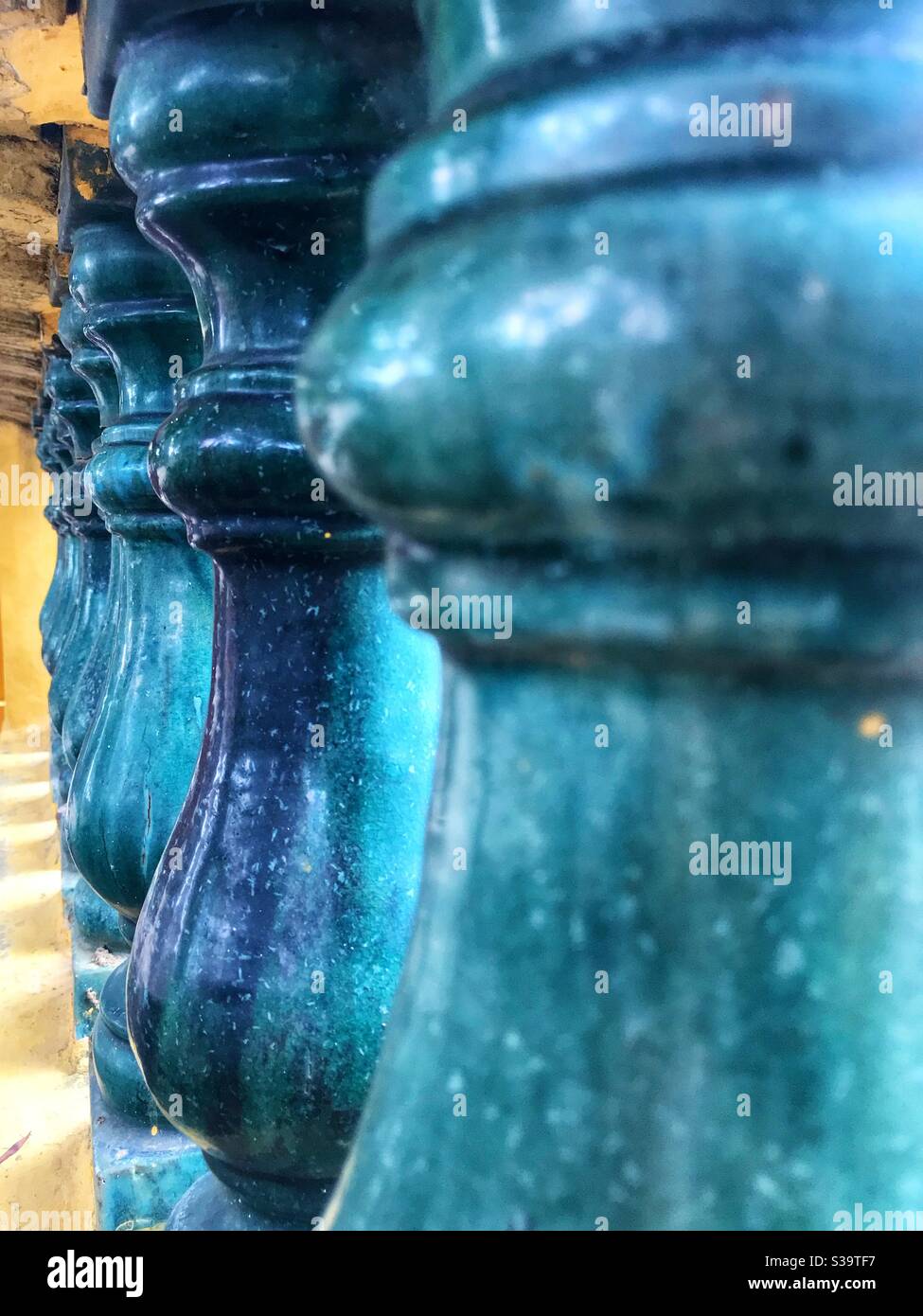 Hyacinth pillars at a shrine worship a Vietnamese national hero. Stock Photo