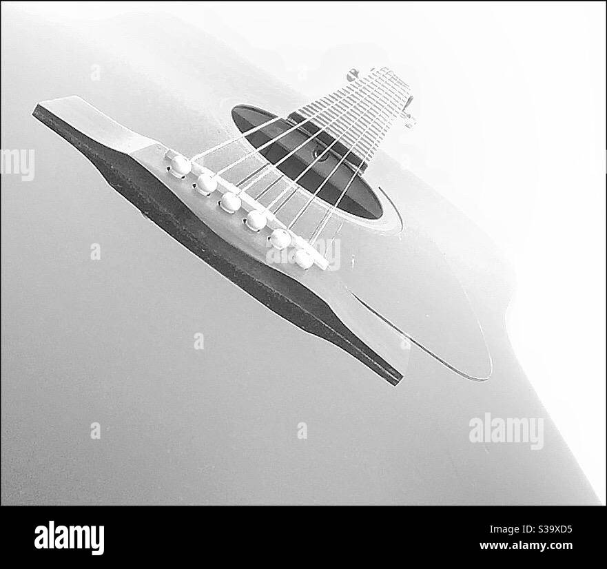 Black and white guitar - Smartphone Captured Stock Image