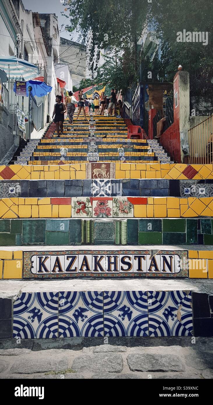 Selaron Steps worldfamous steps in Rio de Janeiro, Brazil Stock