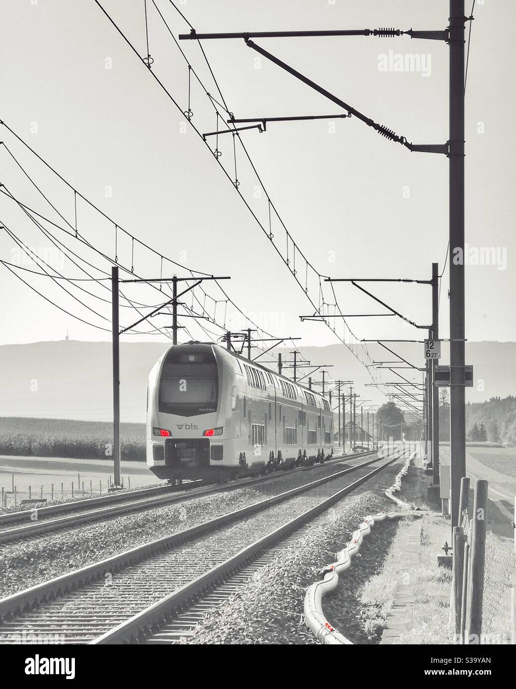 Bls regional train in Canton Bern, Switzerland - Smartphone Captured Stock Image