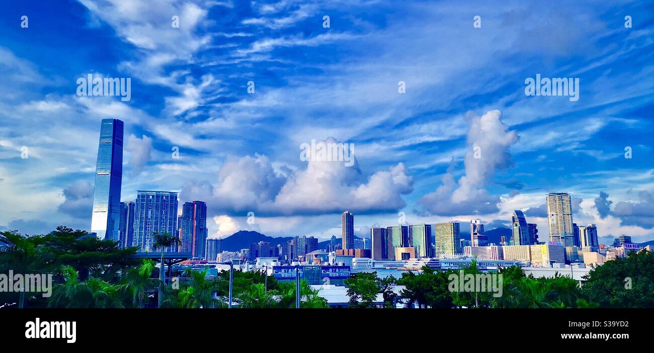 View of Victoria harbour and Kowloon in Hong Kong. - Smartphone Captured Stock Image