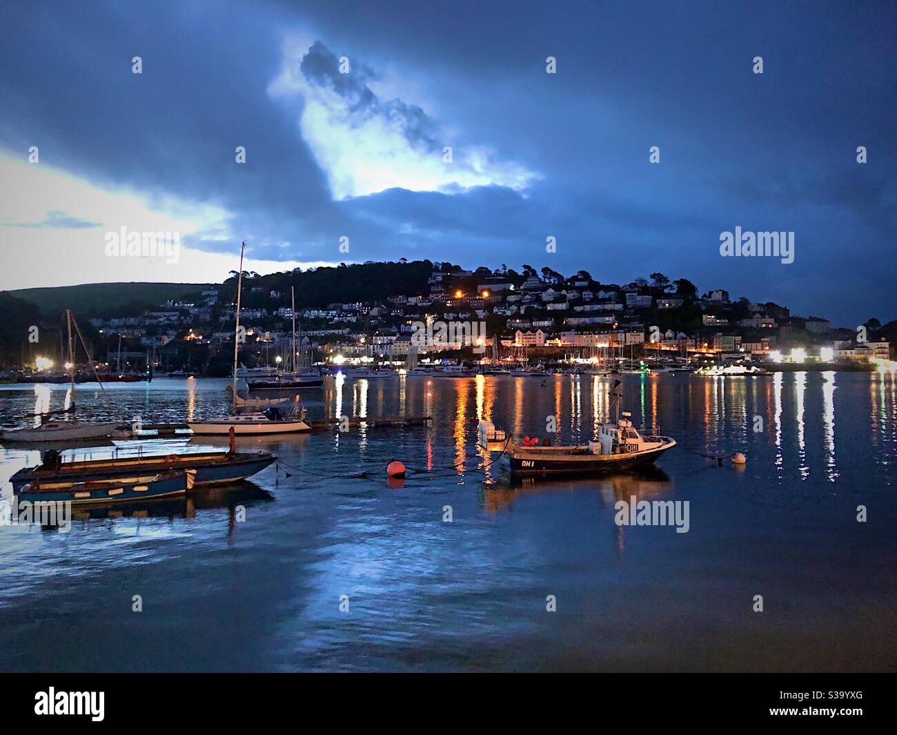River Dart - View across the River Dart towards Kingswear from Dartmouth Embankment - Smartphone Captured Stock Image