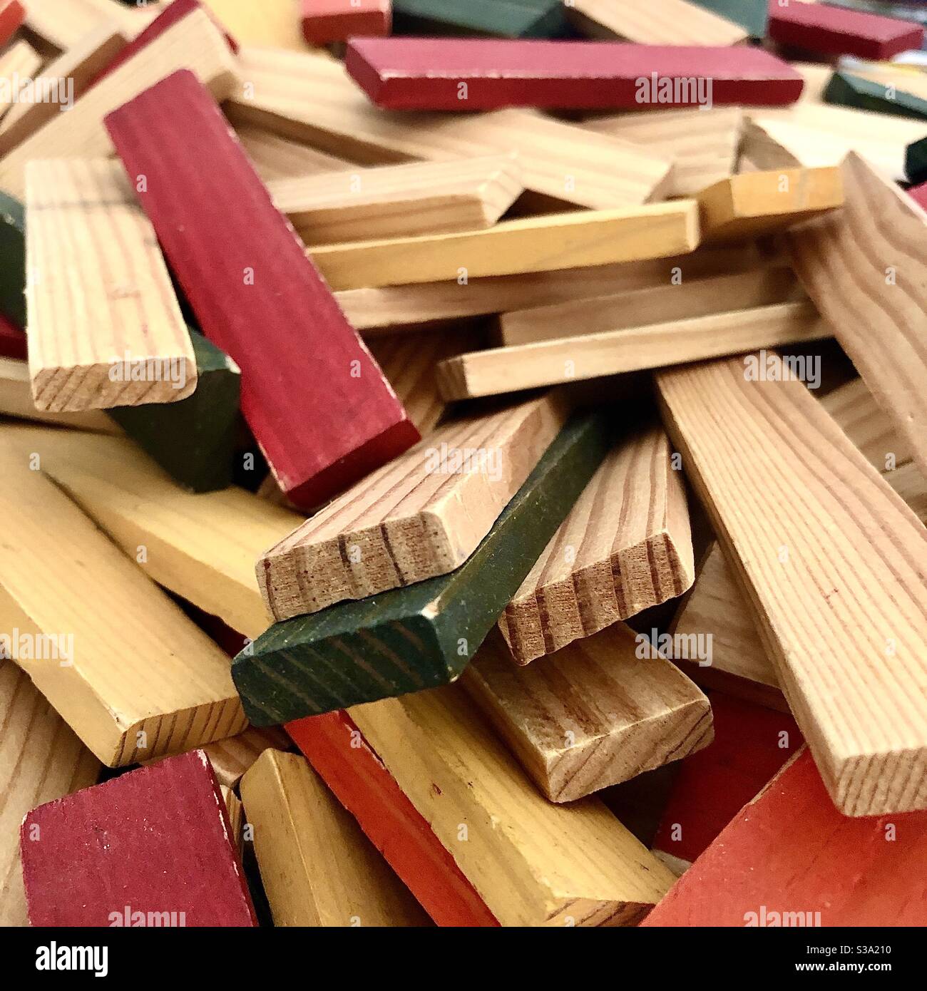Pile of Kapla building blocks. Stock Photo
