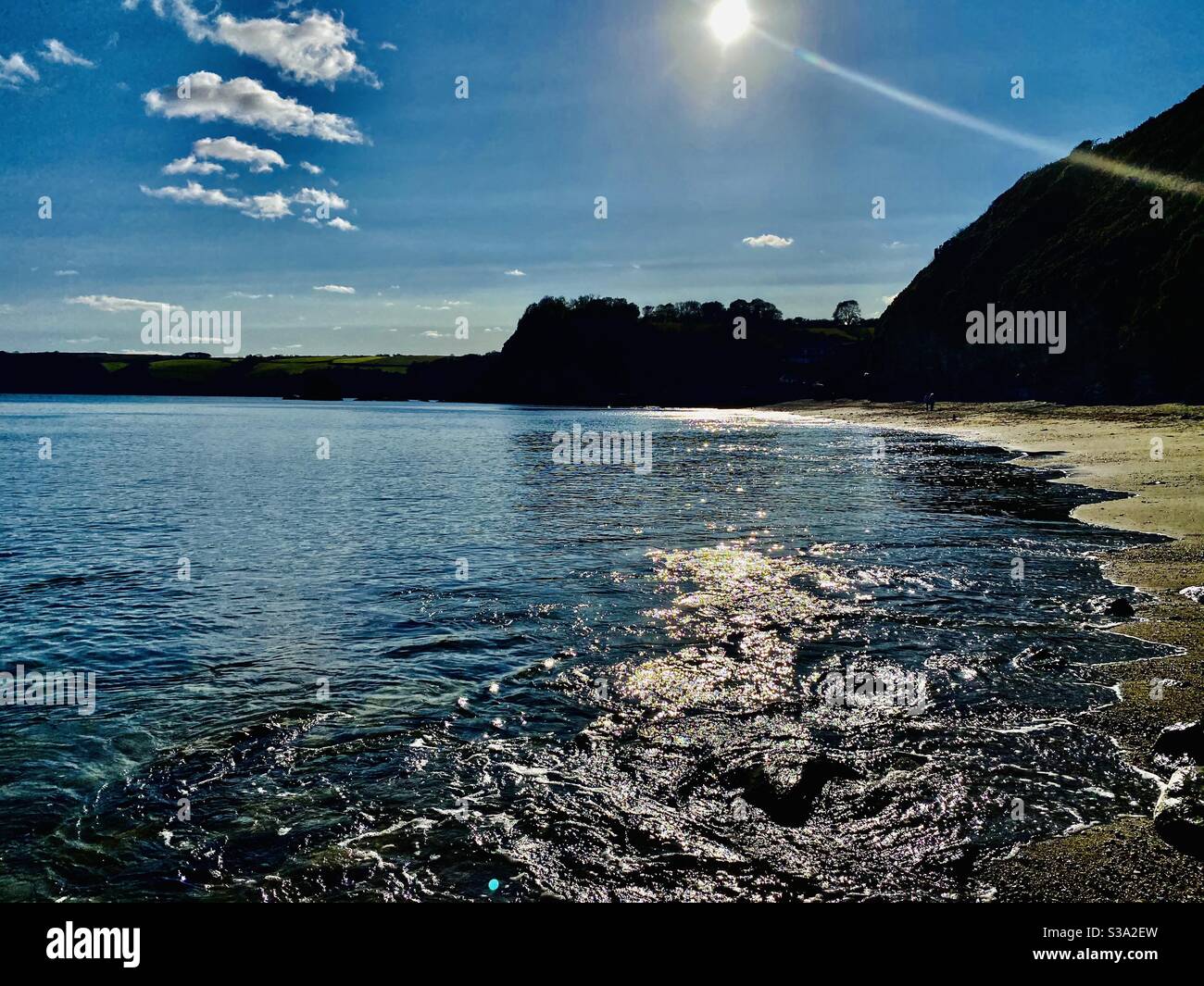 Seascape sun & reflections Charlestown  Cornwall - Smartphone Captured Stock Image