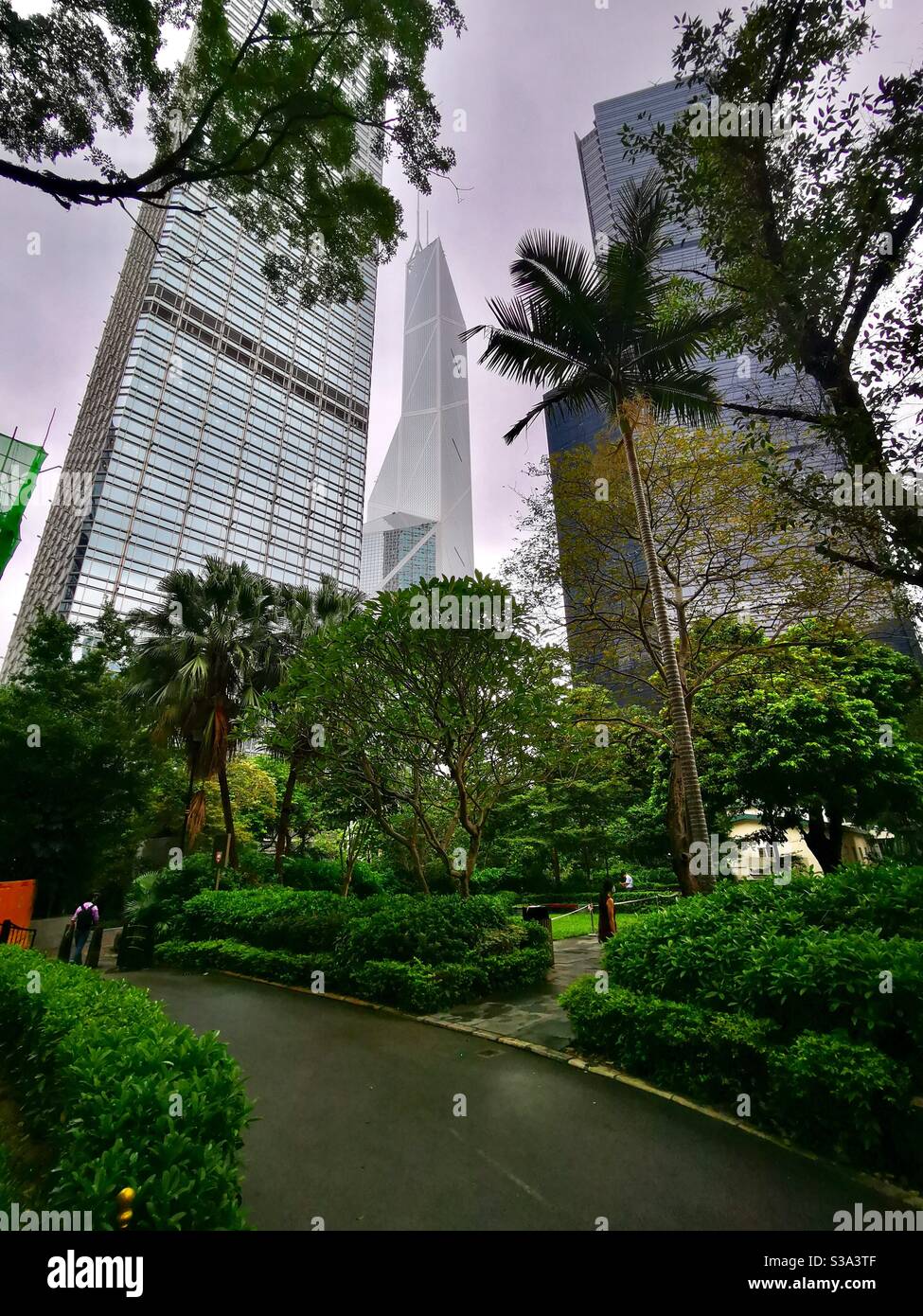 The Bank of China building as seen from the Hong Kong Park. - Smartphone Captured Stock Image
