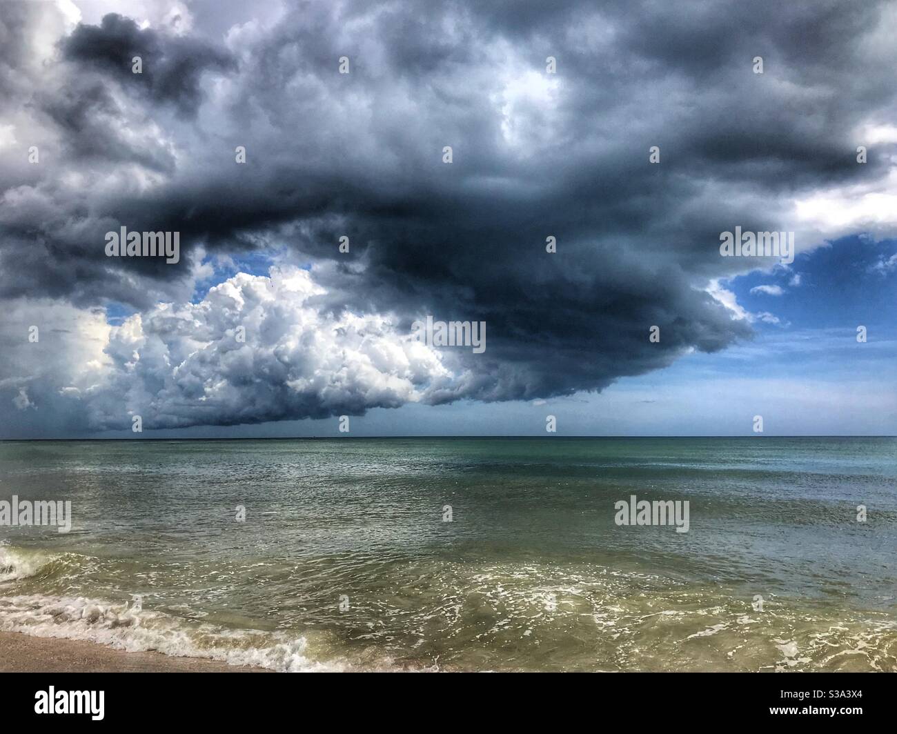 Summer thunderstorm over the beach, Jacksonville Beach, Florida Stock Photo