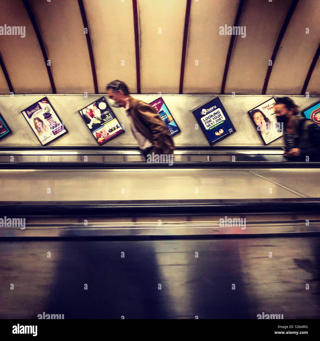 Underground escalator Stock Photo