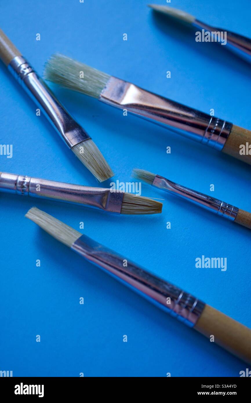 wooden paint brushes Stock Photo Alamy