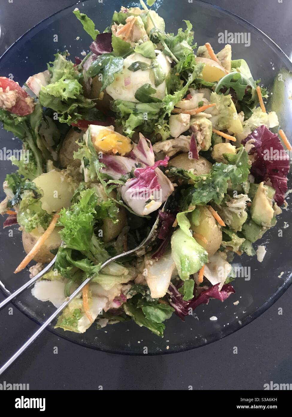 Homemade tuna, egg and potato salad - Smartphone Captured Stock Image