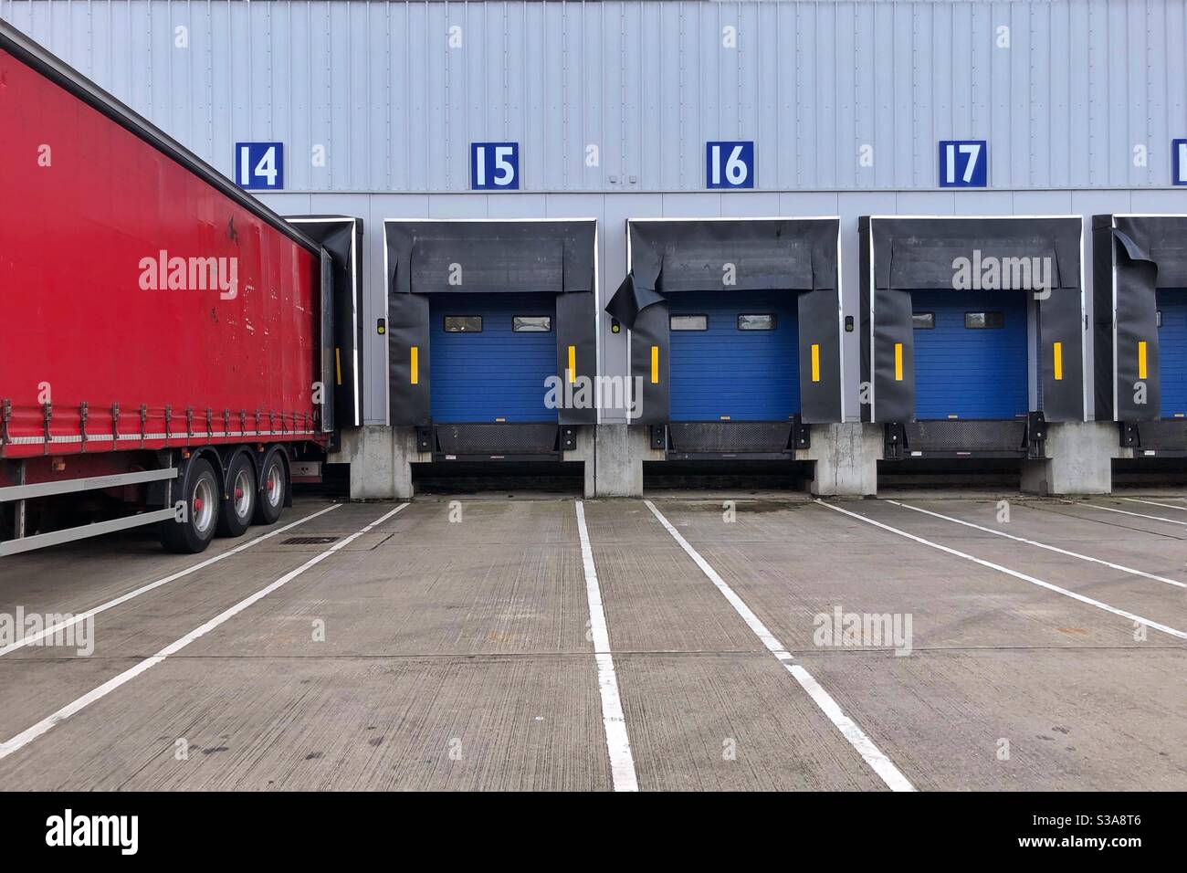 Distribution warehouse loading bays Stock Photo