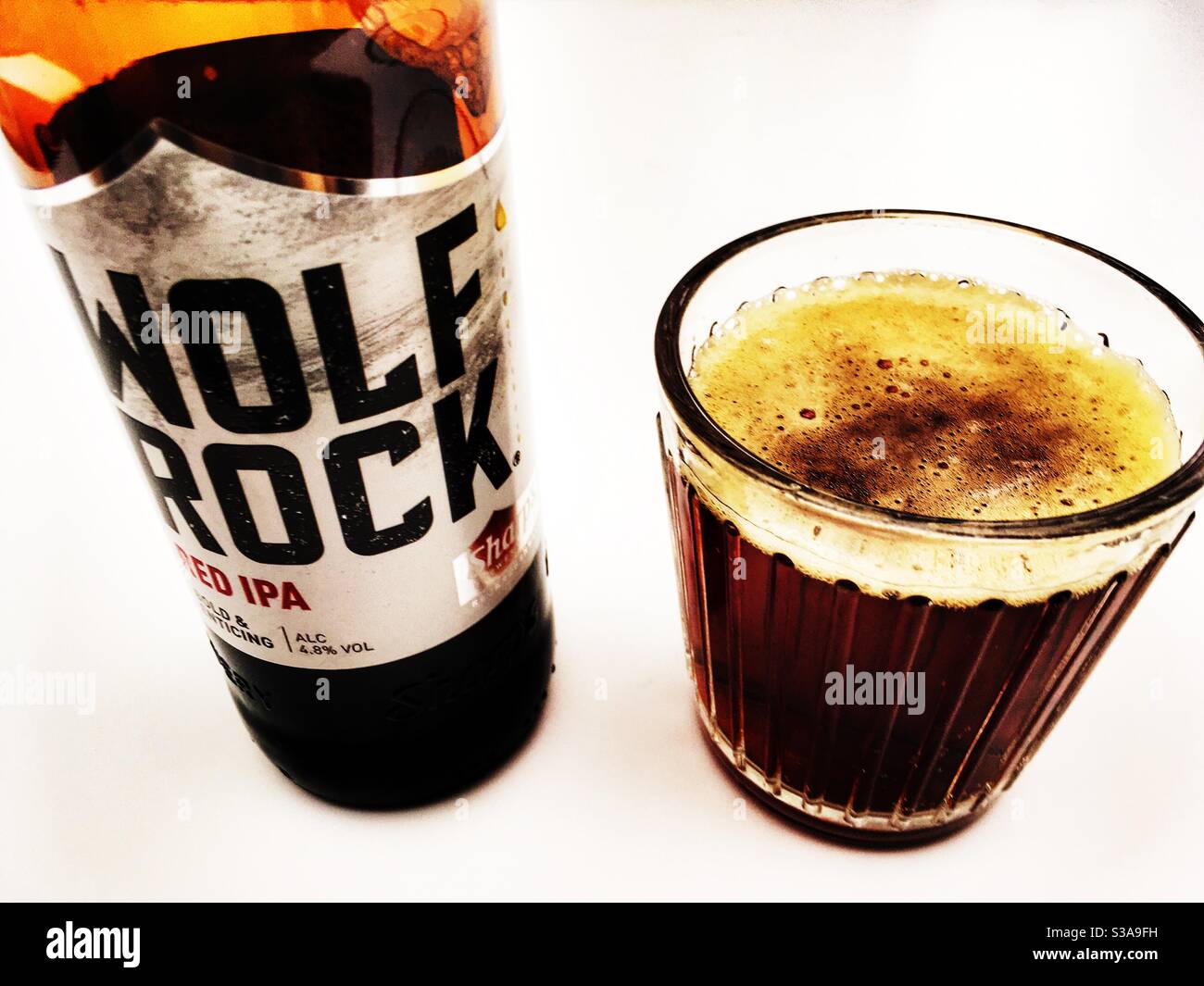 Wolf Rock red IPA beer - Smartphone Captured Stock Image