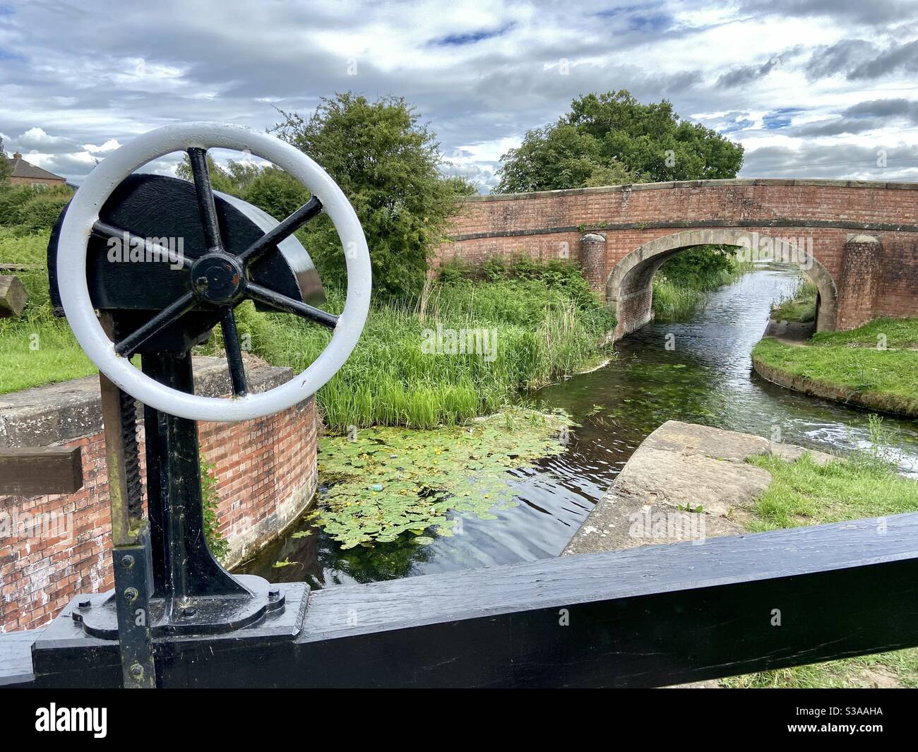 Canal lock, Yorkshire - Smartphone Captured Stock Image