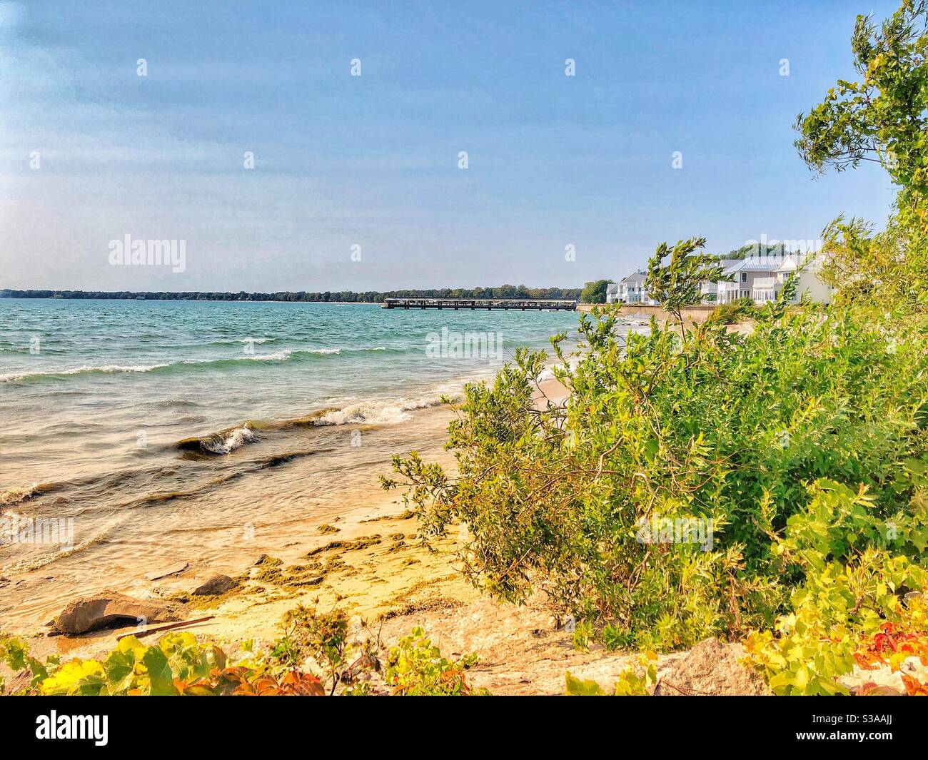 A windy day in Crystal Beach on the shores of Lake Erie, Ontario, Canada. - Smartphone Captured Stock Image A windy day in Crystal Beach on the shores of Lake Erie, Ontario, Canada. - Smartphone Captured Stock Image