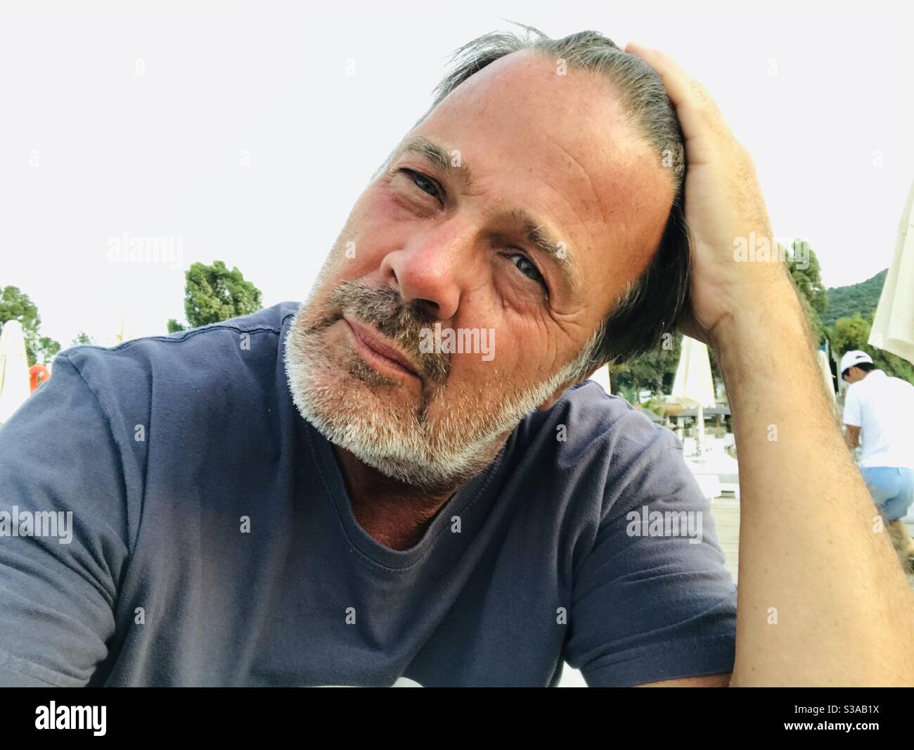 Happy man in his fiftieth on vacation Stock Photo