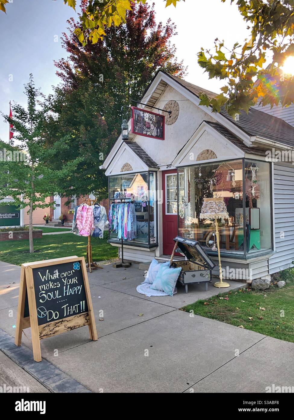 A quaint shop in Ridgeway, Ontario. - Smartphone Captured Stock Image