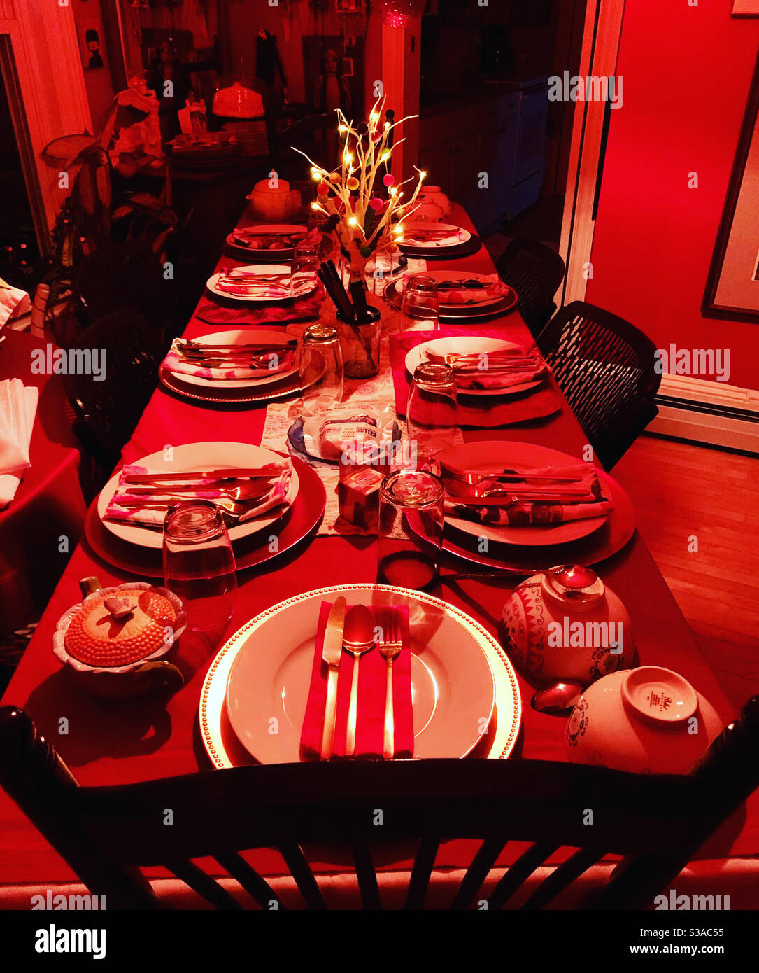 Christmas Dinner Table Stock Photo Alamy