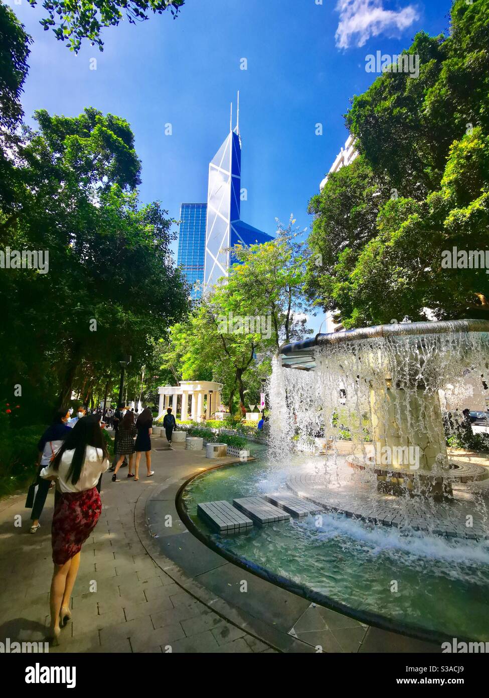 The bank of china building as seen from the Hong kong park. - Smartphone Captured Stock Image