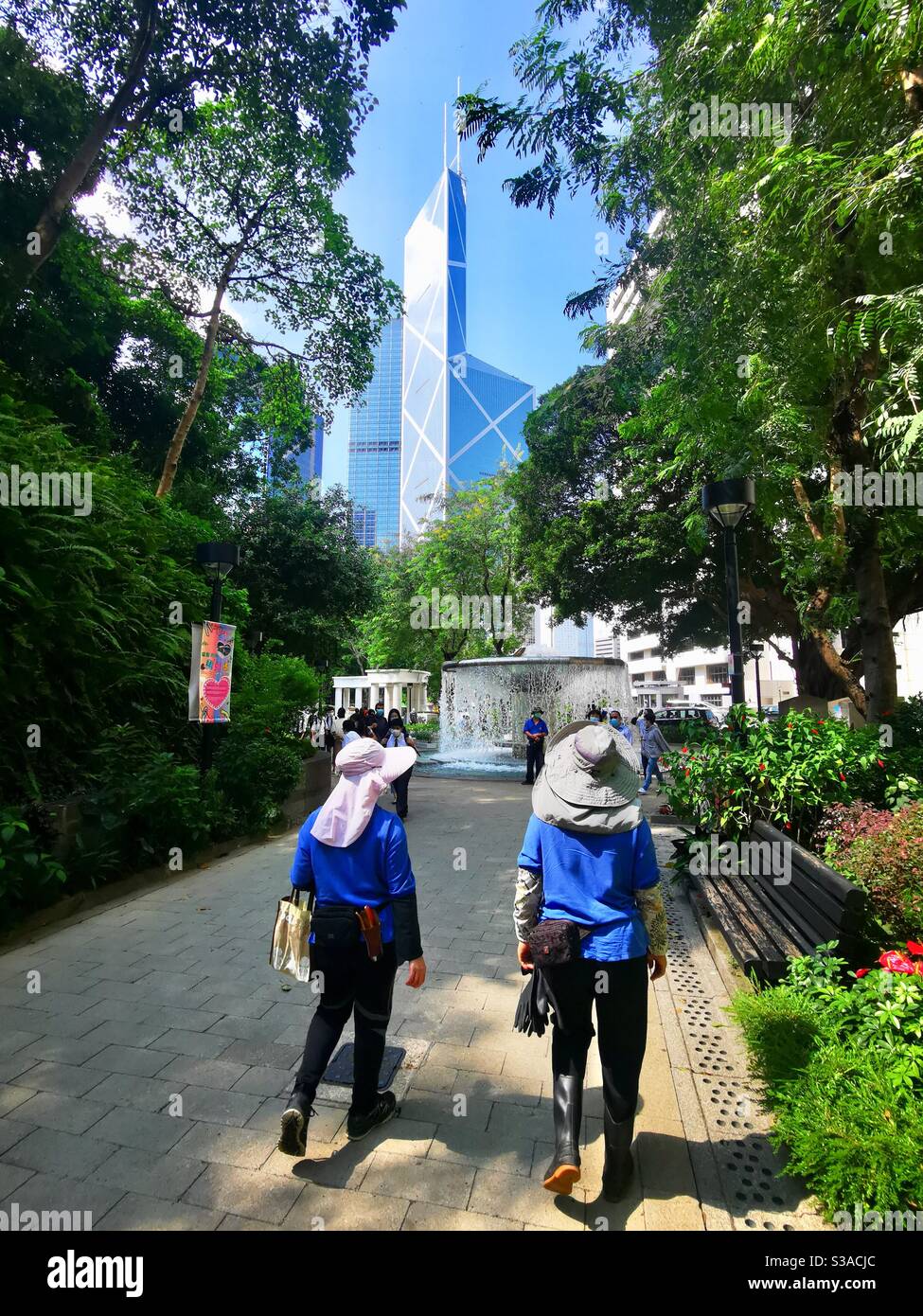the Bank of china building seen from the Hong kong park. - Smartphone Captured Stock Image