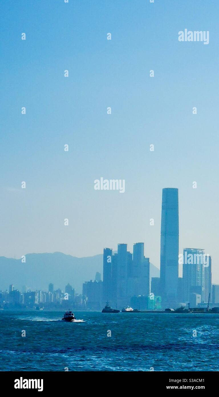 morning light on the Icc tower in hong kong. - Smartphone Captured Stock Image