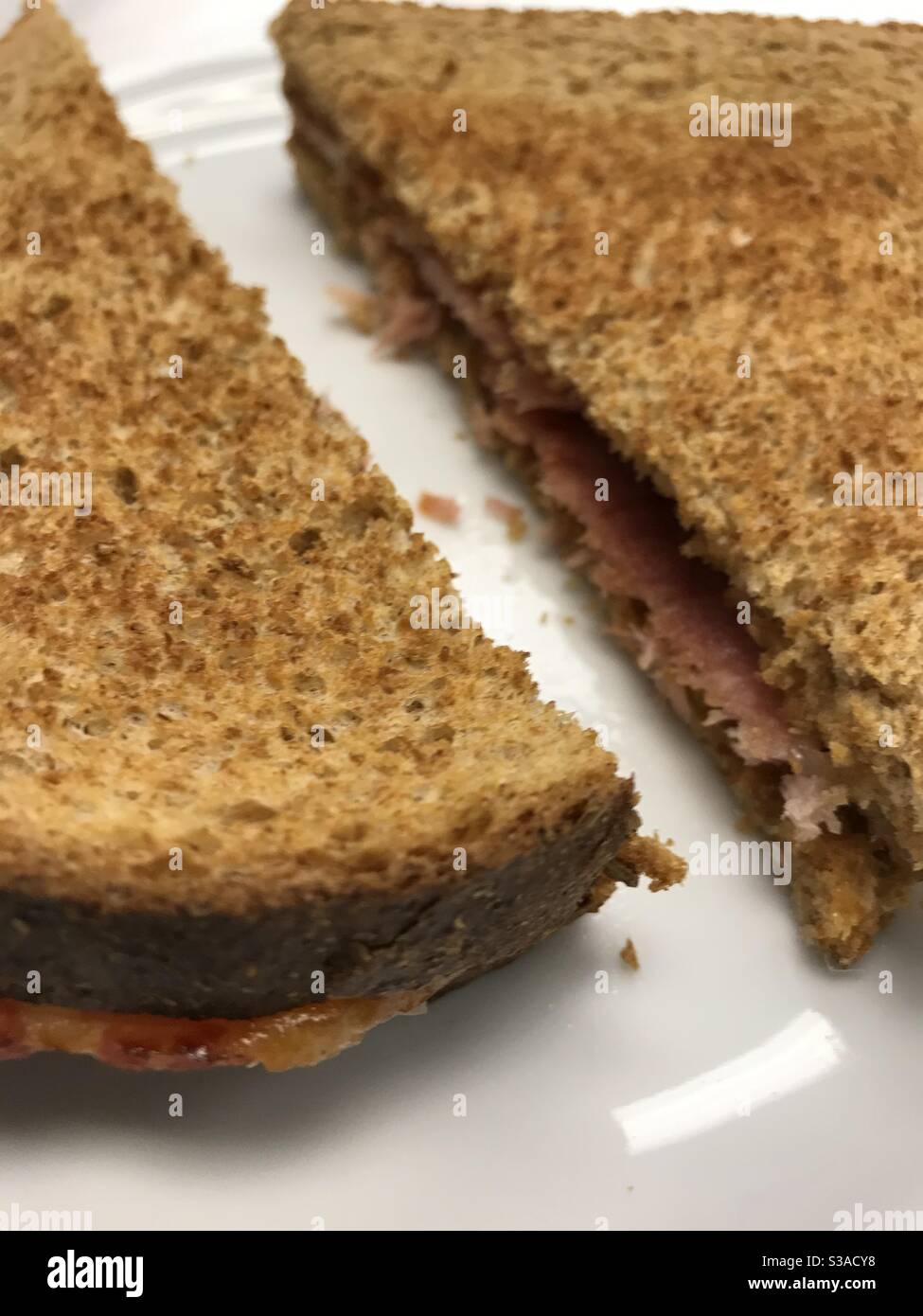 Bacon sandwich on toasted whole meal bread - Smartphone Captured Stock Image