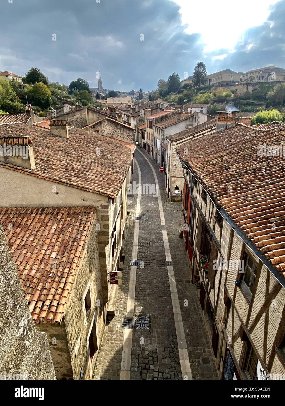 The Rue Saint Jacques Parthenay France - Smartphone Captured Stock Image