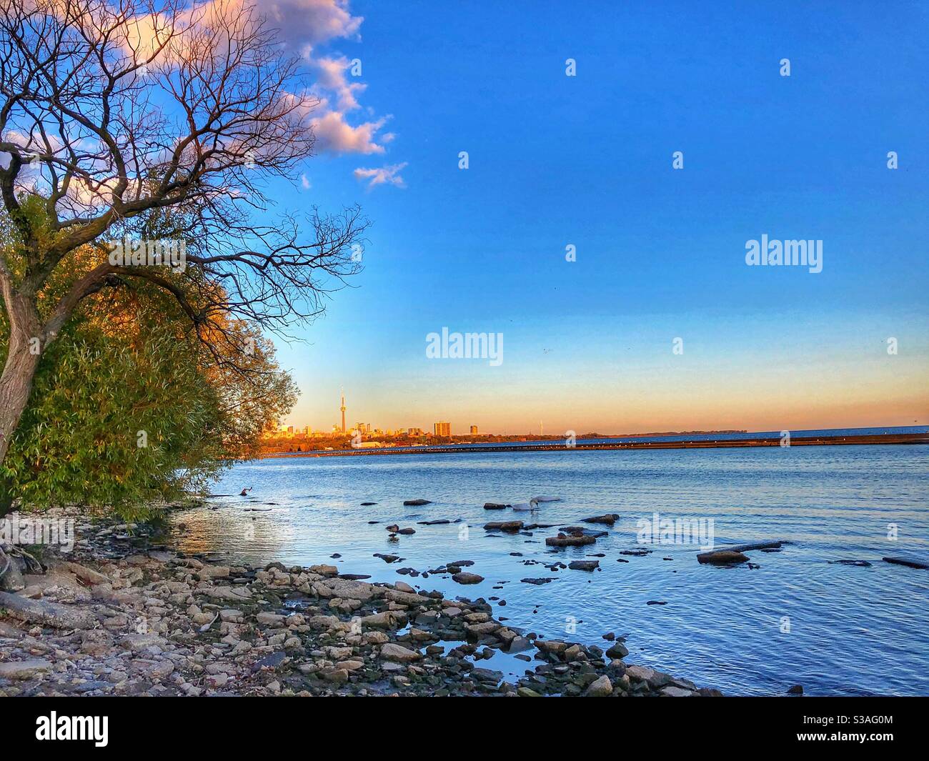 The shoreline of Lake Ontario in Toronto, Canada. - Smartphone Captured Stock Image